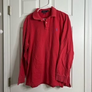 Polo Ralph Lauren Polo Shirt Men's Classic Fit Pink Red Pony Long Sleeve